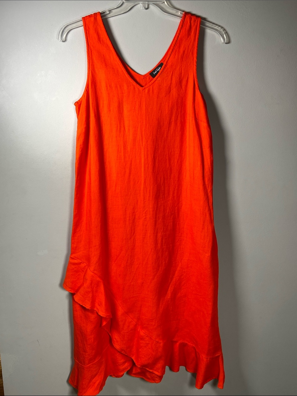 Lord & Taylor 100% Linen Ruffle Dress Small